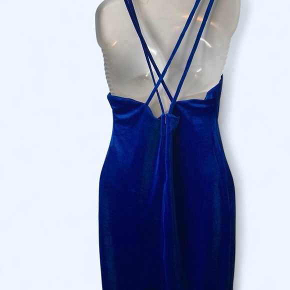 Elegant Blue Velvet Slip Dress XL! - Picture 2 of 3